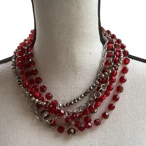 White House / Black Market Red Beaded Necklace
